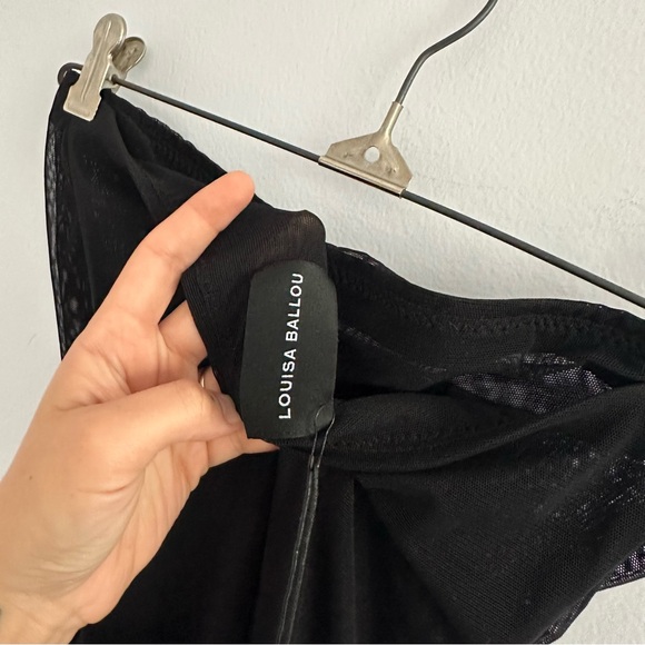 Louisa Ballou Black Tube Mesh Midi Bodycon Dress Strapless Size Small - Picture 6 of 7